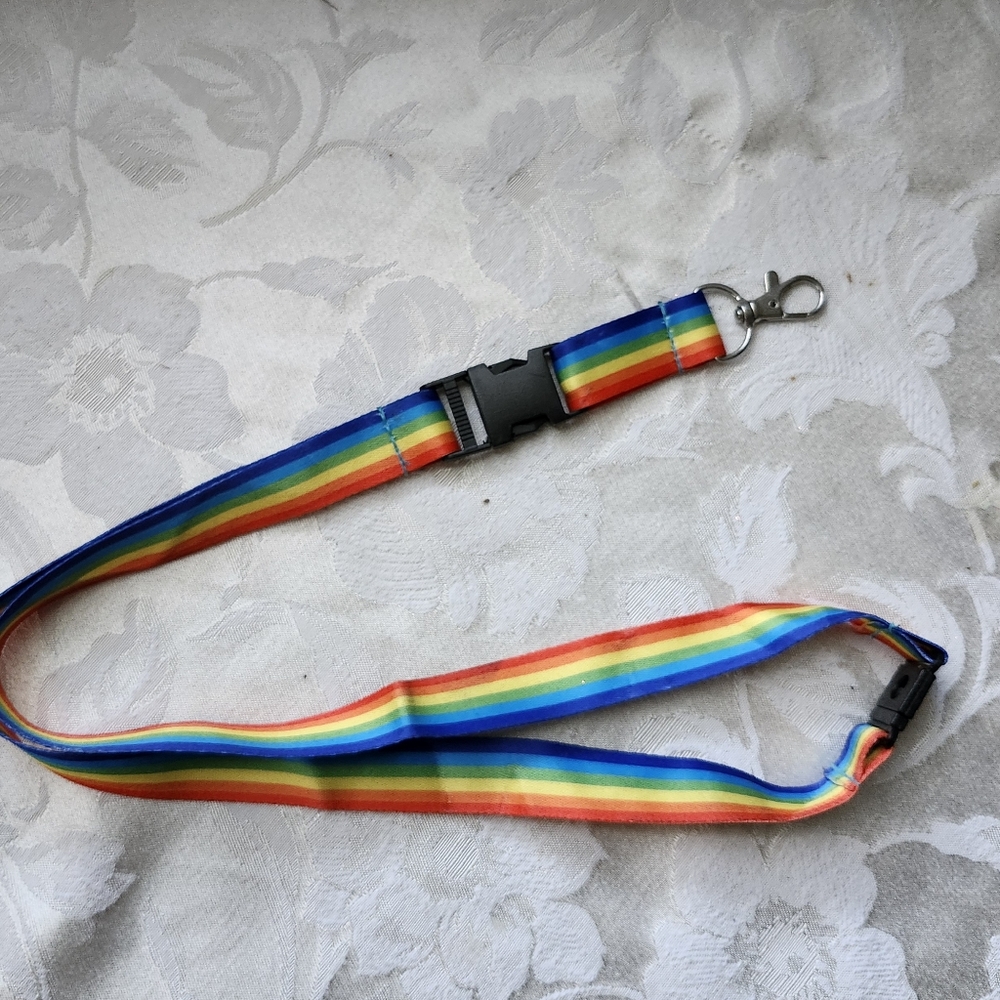 Boutique Rainbow Pride Striped Lanyard